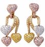 Estate GIA Fancy Natural Pink, Yellow & White Diamond  Gold Pendant Earrings