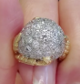 Vintage Diamond Platinum Yellow Gold Bombe Cocktail Ring. 744735