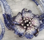 Diamond Sapphire 18K Gold Flower Multistrand Ombre Necklace Brooch889302
