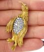 Vintage Diamond 18K Gold Platinum Penguin Pin Brooch 