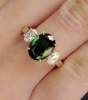 Tsavorite Diamond GIA Certified 3.12 Carat 3 Stone Ring. 817321