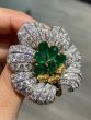 Buccellati Vintage Emerald diamond 18k Gold Flower Brooch Pin