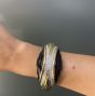 Estate Diamond Onyx 18K Gold Large Wide Bangle Bracelet