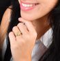 GIA 3.02cts Fancy Yellow Oval Diamond Platinum Three Stone Engagement Ring