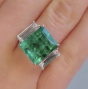 Three Stone Rectangular Emerald Diamond Platinum Ring. 4561196 - 696001 - 107827