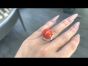 Estate 18mm GIA Natural Red Coral Diamond Halo  Platinum Cocktail Ring (1066607)