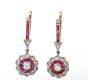 Vintage Diamond 1.60cts  Ruby 18K Gold Flower Earrings |dover Jewelry|