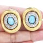 Estate Diamond 4.90ct Turquoise 18K Gold Elegant Large Earrings 