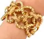 Vintage 1970s Italian 18K Gold Infinity Link Textured Woven Statement Bracelet