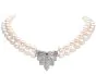Vintage Double Strand Pearl Diamond Platinum Necklace