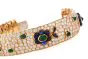  Vintage French wide Diamond Sapphire  Emerald Gold Bracelet