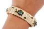  Vintage French Wide Diamond Sapphire Emerald Gold Bracelet