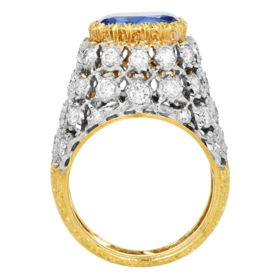 Vintage Mario Buccellati Ceylon Sapphire Diamond 18K Dome Ring|Dover Jewelry|