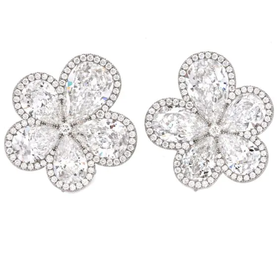 William Goldberg 14.90cttw Diamond Orchid Flower Cluster Platinum Earrings