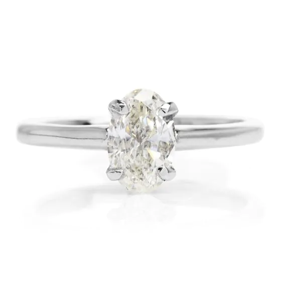 GIA Certified Classic 1.01 Oval Cut Diamond White Gold Solitaire Engagement Ring