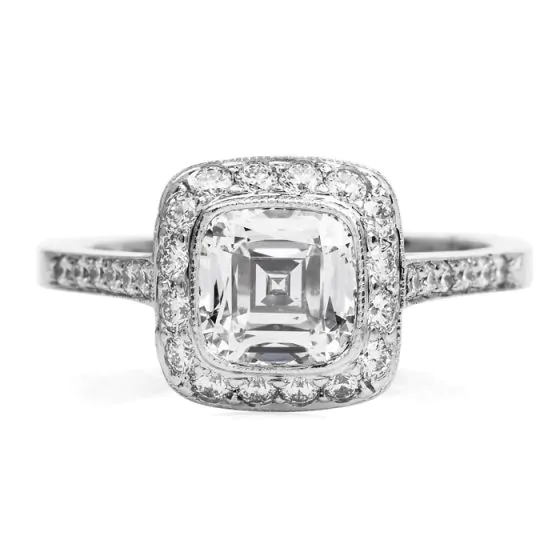 Tiffany & Co. Legacy 1.74ct GIA Cushion Diamond Platinum Halo Engagement Ring
