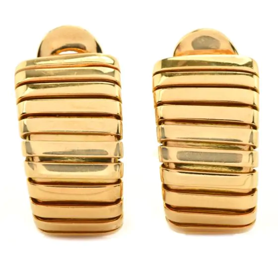 Bvlgari Tubogas Vintage18K Yellow Gold Link Hoop Earrings