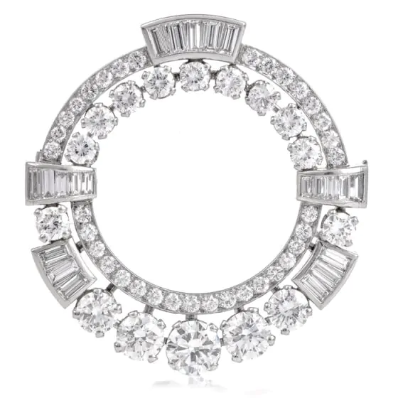 Vintage 5.00cts Diamond Platinum Wreath Brooch Pin