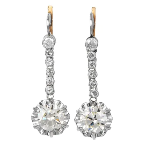 3-11ct-diamond-platinum-18k-rose-gold-dangle-drop-earrings