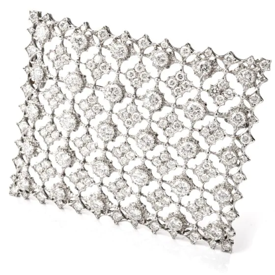 Vintage Diamond Window of Snowflakes Platinum Brooch