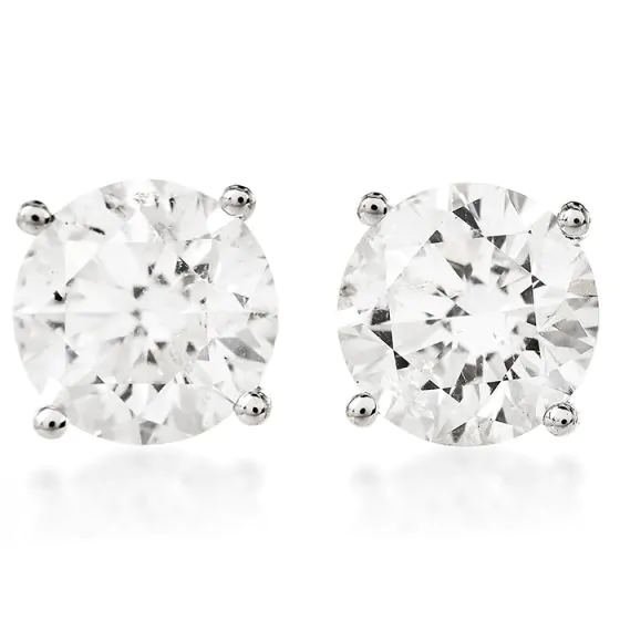 1.23 Carats Diamond 14K White Gold Studs Earrings