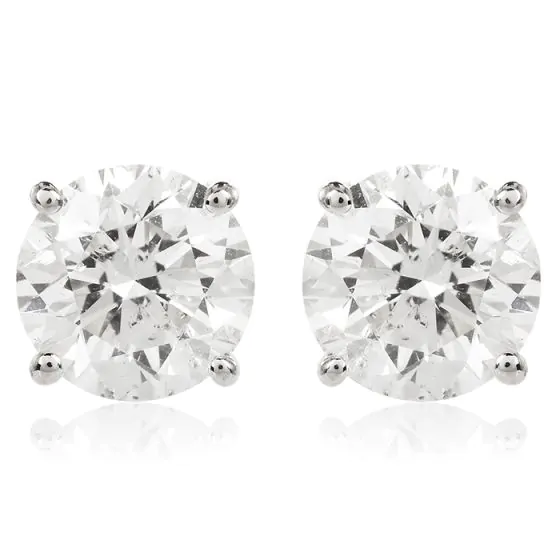 Classic 1.03cts Round Cut Diamond White Gold Stud Earrings