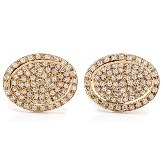 Estate Diamond 14K Yellow Gold Oval Shaped Men’s Cufflinks