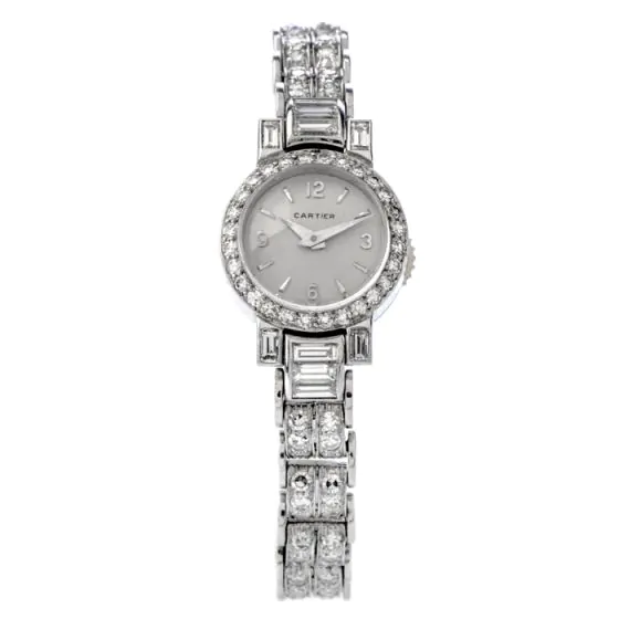 Cartier Vintage Diamond Platinum Swiss Collectible Ladies Watch