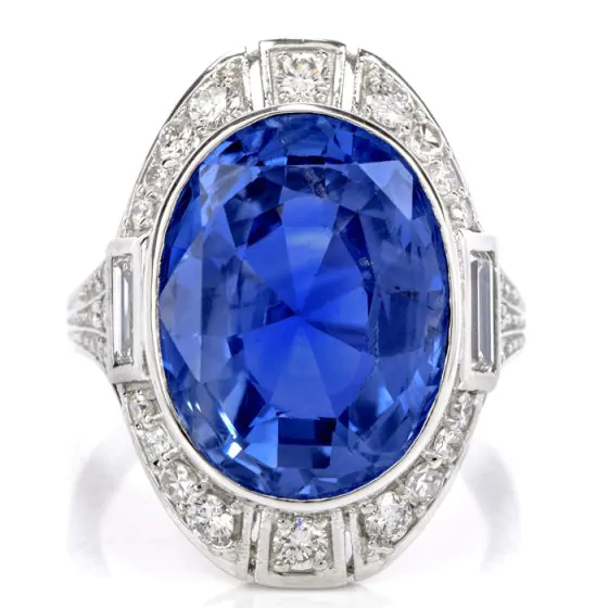 GIA Natural No Heat Sri Lanka Sapphire Diamond Platinum Ring