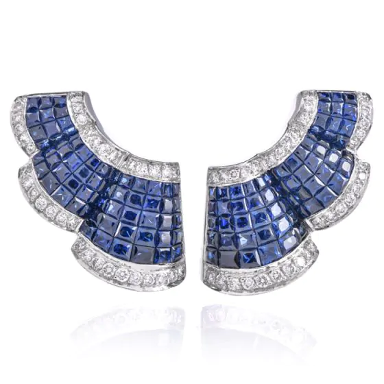 LEVIAN Mystery-Set Sapphire Diamond Gold Earrings l Dover Jewelry