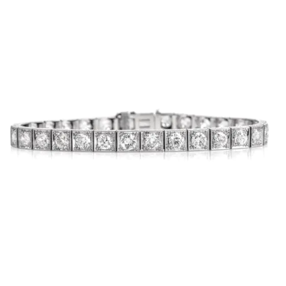 Antique Deco 10.85cts  Diamond Platinum Square Link Bracelet |Dover Jewelry|