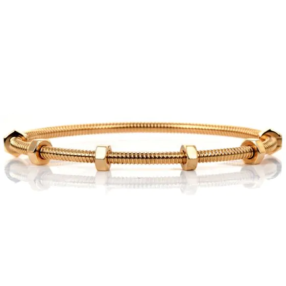 Ecrou de Cartier 18K Gold Bolts Bangle Bracelet Size 19-Dover Jewelry