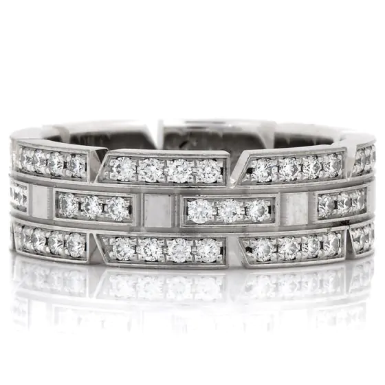 Cartier Diamond Maillon Panthere 18K White Gold Open Link Ladies Band Ring