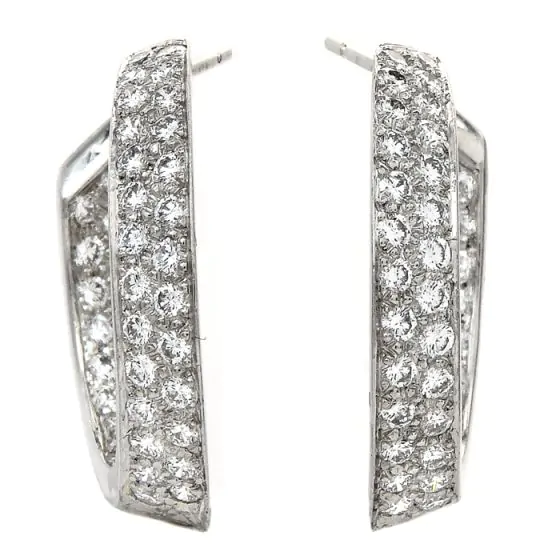Oscar Heyman  Diamond Platinum Inside Outside Hoop Earrings 