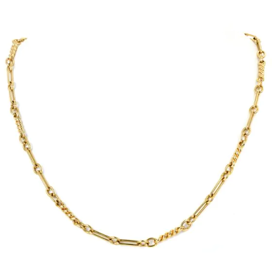 David Webb Vintage 18K Yellow Gold Fancy Link Chain Necklace