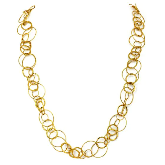 Spritzer & Fuhrmann 18K Yellow Gold  31" Long Multi Hoop Round Link Chain Necklace 