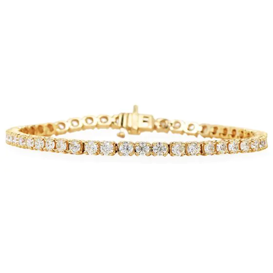 Estate 5.25cts Diamond 14K Yellow Gold Stackable Tennis Link Bracelet 