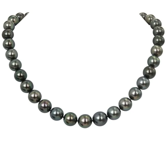 Lustrous Tahitian SouthSea Pearl Necklace 18 karat diamond sapphire Gold Clasp 