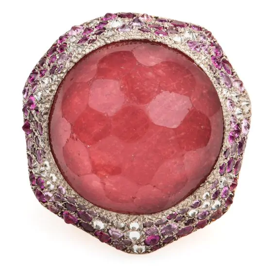 VASARI Designer Diamond Ruby Tourmaline 18K Gold Cocktail Ring