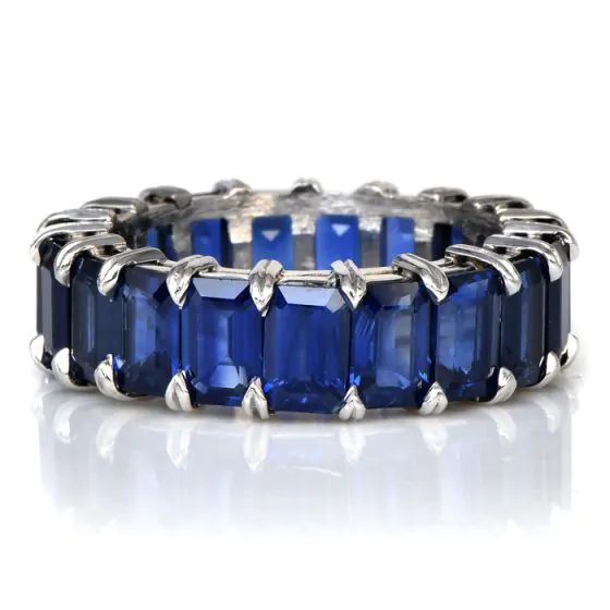 Estate Blue Sapphire Platinum Eternity Band Ring