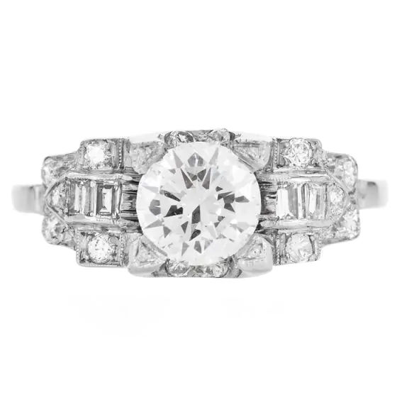 Vintage 1.07cts Platinum Filigree Diamond Engagement Ring