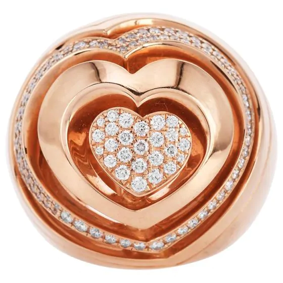 Estate Diamond 18K Gold Abstract Heart Dome Cocktail Ring-Dover Jewelry
