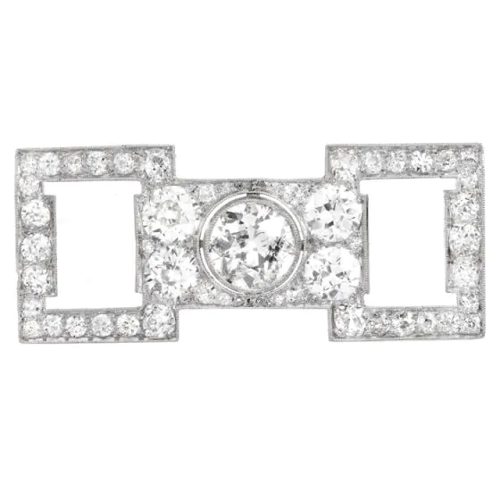 Vintage 6.69cts Old European Diamond Platinum Brooch Pin-Dover Jewelry