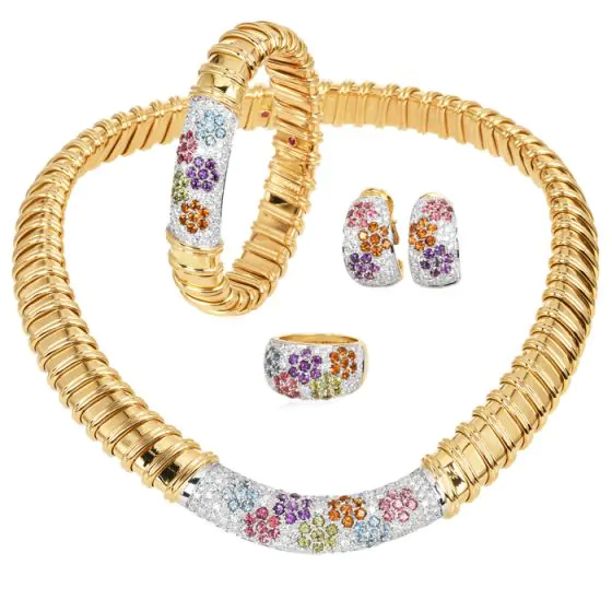 Roberto Coin Nabucco Diamond & Gemstone 18K Suite Set of 4