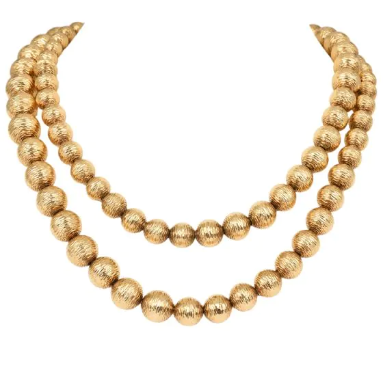 Tiffany & Co. 18K Gold Graduated Bead Long Necklace-Dover Jewelry