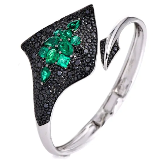 Stephen Webster Diamond Emerald 18K Couture Cuff Bracelet-Dover Jewelry