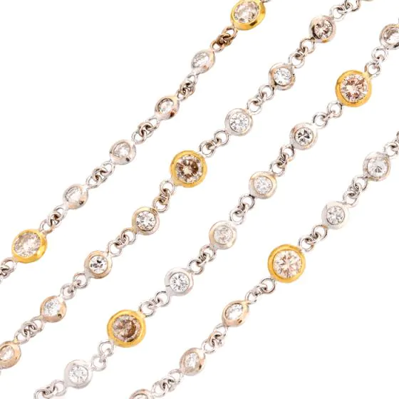 Estate 15.75cts Diamond 14K Two Tone Long By the Yard Necklace-Dover Jewelry