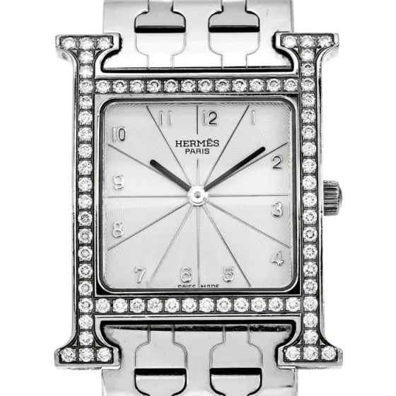 Hermes HH1.530  H Watch Diamond Bezel Stainless 35mm l Dover Jewelry