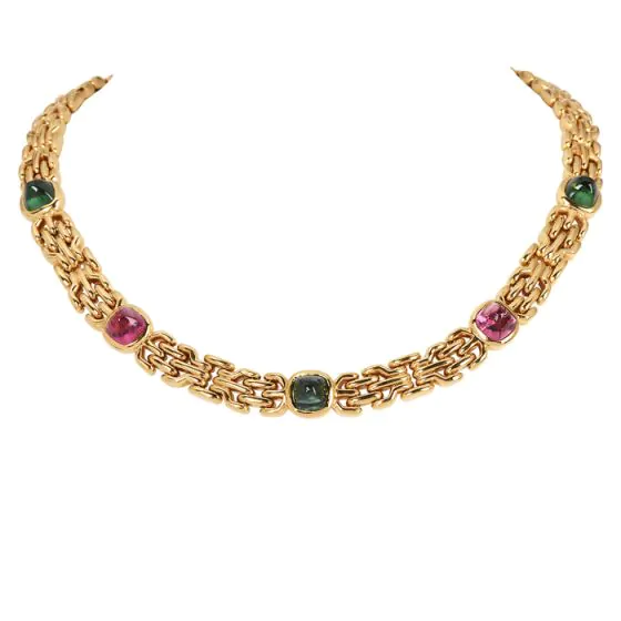 Bvlgari Peridot Tourmaline Sugarloaf Cabochon Choker Necklace|Dover Jewelry|