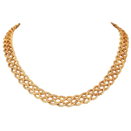 Buccellati Vintage 18K Yellow Gold Woven Collar Necklace|Dover Jewelry|
